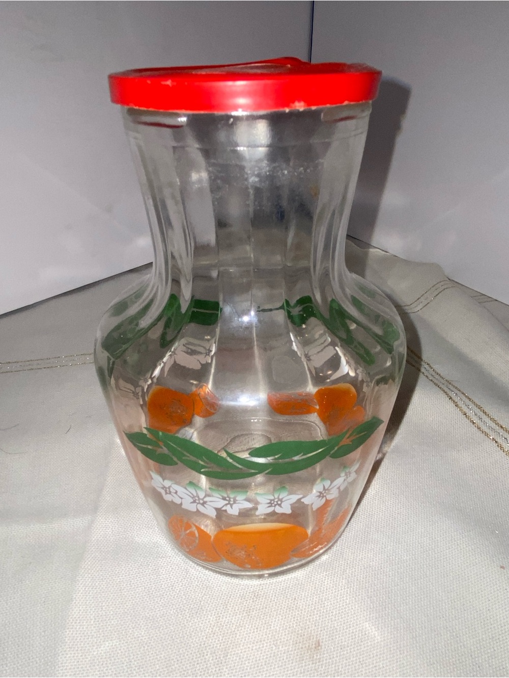 Vintage Anchor Hocking Orange Juice Carafe With Lid, MCM